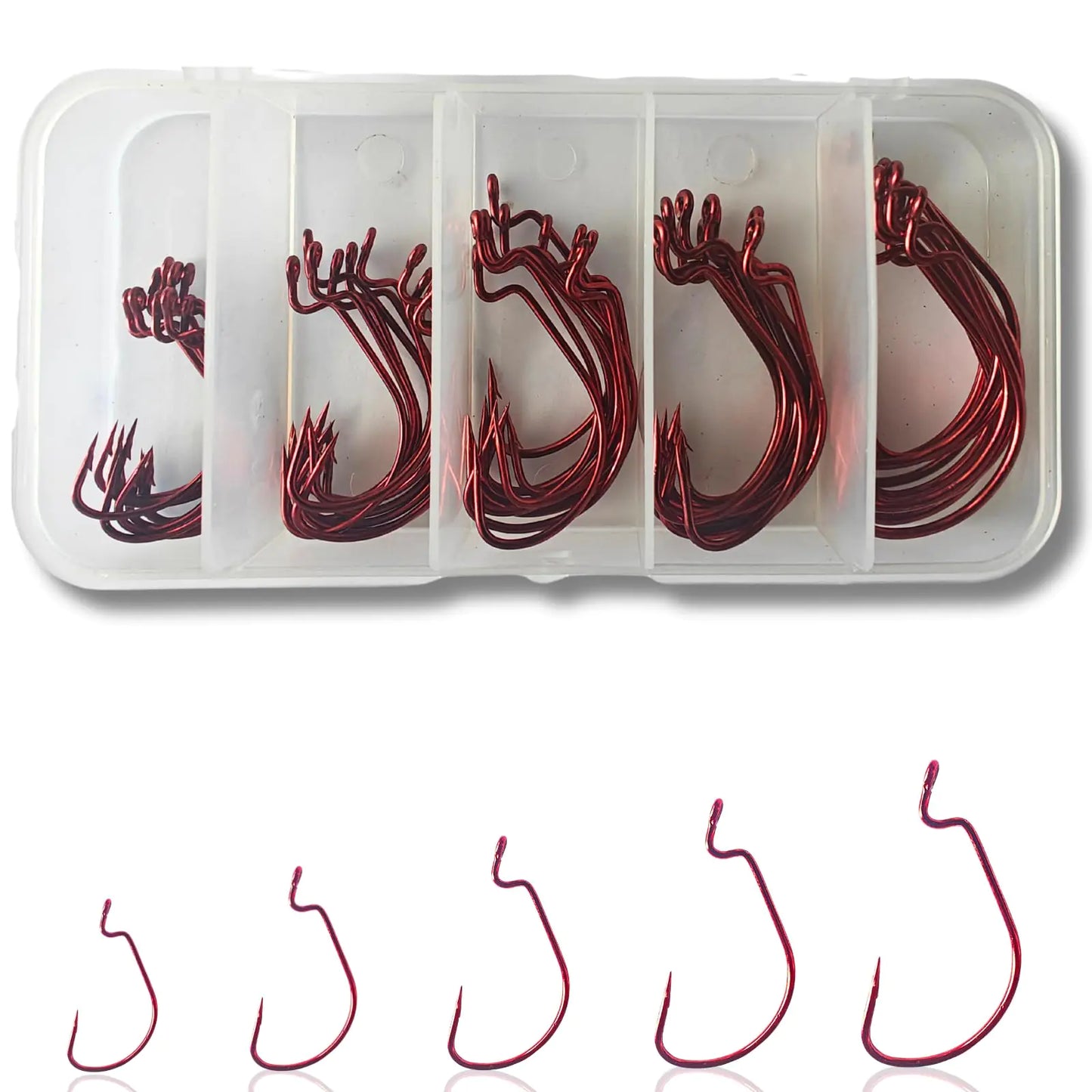 ELLYCIO EWG Offset Worm Hooks – Red High Carbon Texas Rig – red-50pcs Fishing Gear by SbrTnHomes