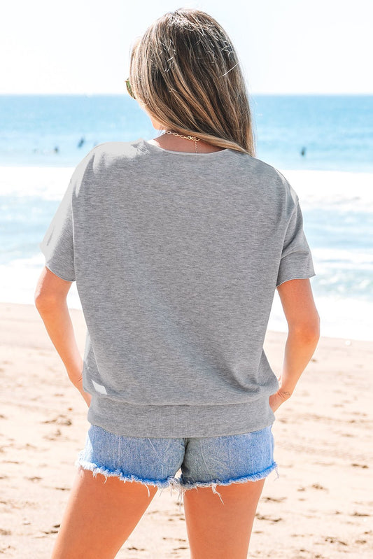 USA Patch Notched Neck Loose Tee – Light Grey Tops/Tops & Tees for Shopify Collective (2 view)