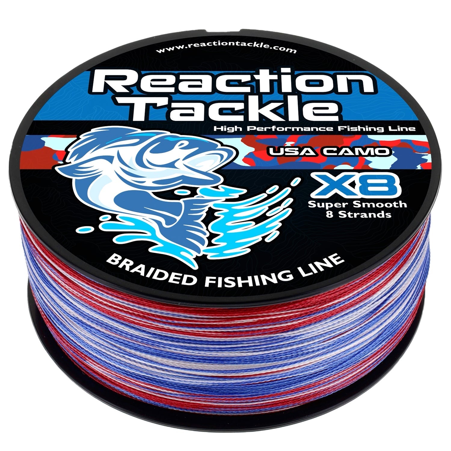 Reaction Tackle X8 Braided Fishing Line - USA Camo 8 Strand - NEW Reaction Tackle