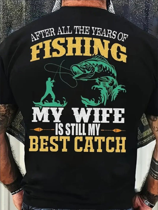Vibrant fishing graphic print crew neck t-shirt for men – breathable summer outdoor wear