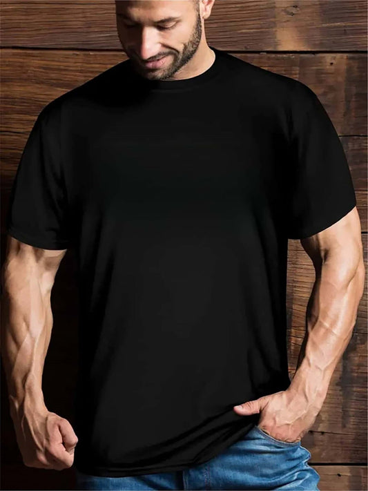 Vibrant Fishing Themed Graphic Print Crew Neck Short Sleeve T-Shirt - Fun, Breathable, And Soft Daily Wear For Men - Perfect For Summer Vacation, Resorts, And Outdoor Activities – Black Accessories for Gone Fishing (2 view)