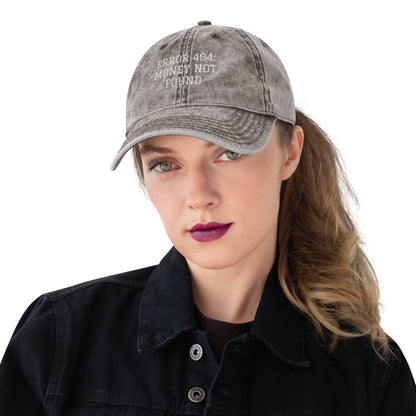 ERROR 404: MONEY NOT FOUND I Vintage Cotton Twill Cap – Charcoal Grey Hats for Hat (16 view)