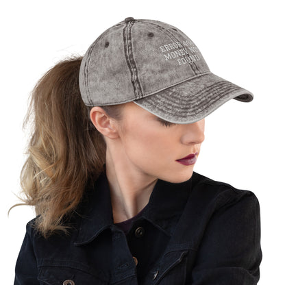 ERROR 404: MONEY NOT FOUND I Vintage Cotton Twill Cap – Charcoal Grey Hats for Hat (18 view)