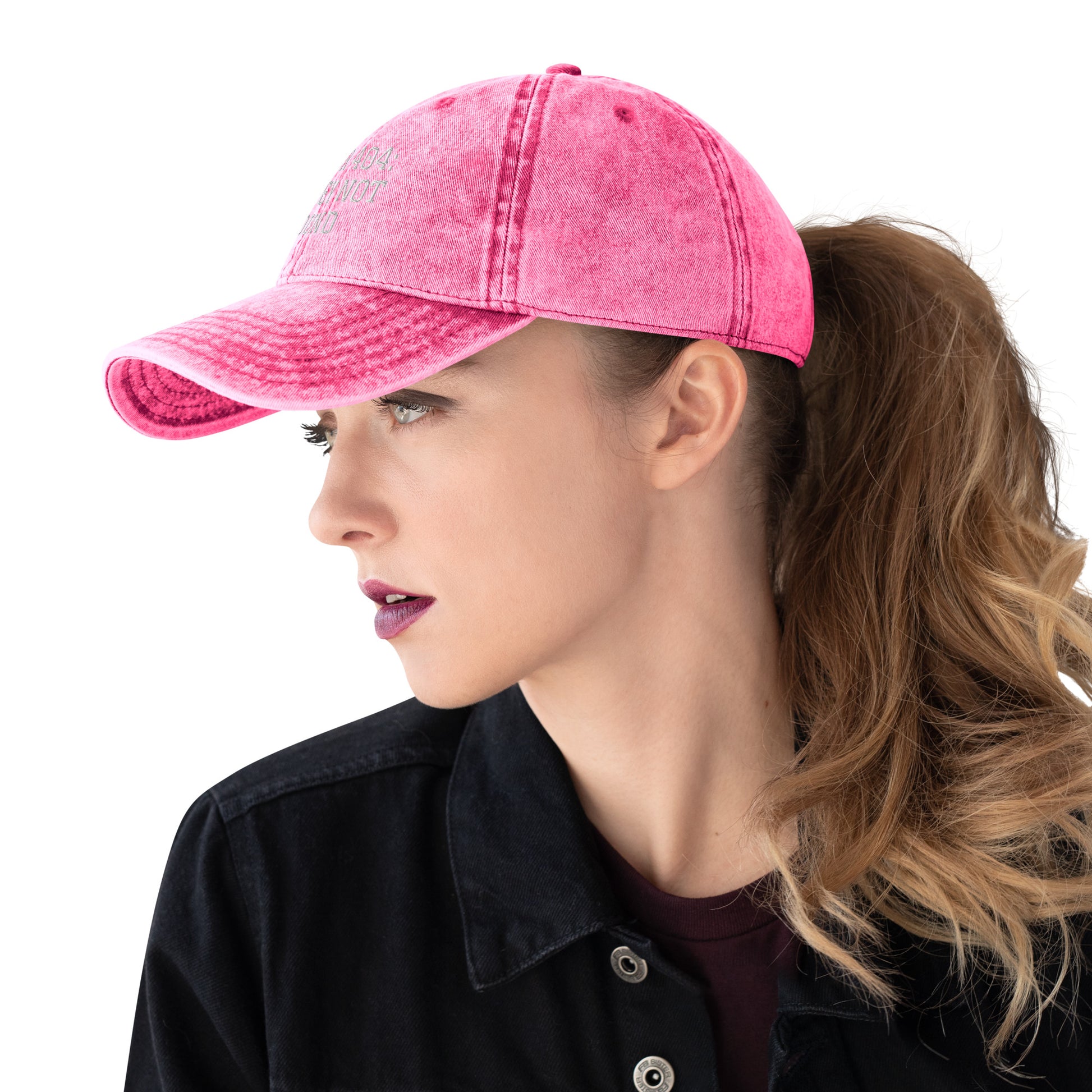 ERROR 404: MONEY NOT FOUND I Vintage Cotton Twill Cap – Pink Hats for Hat (14 view)