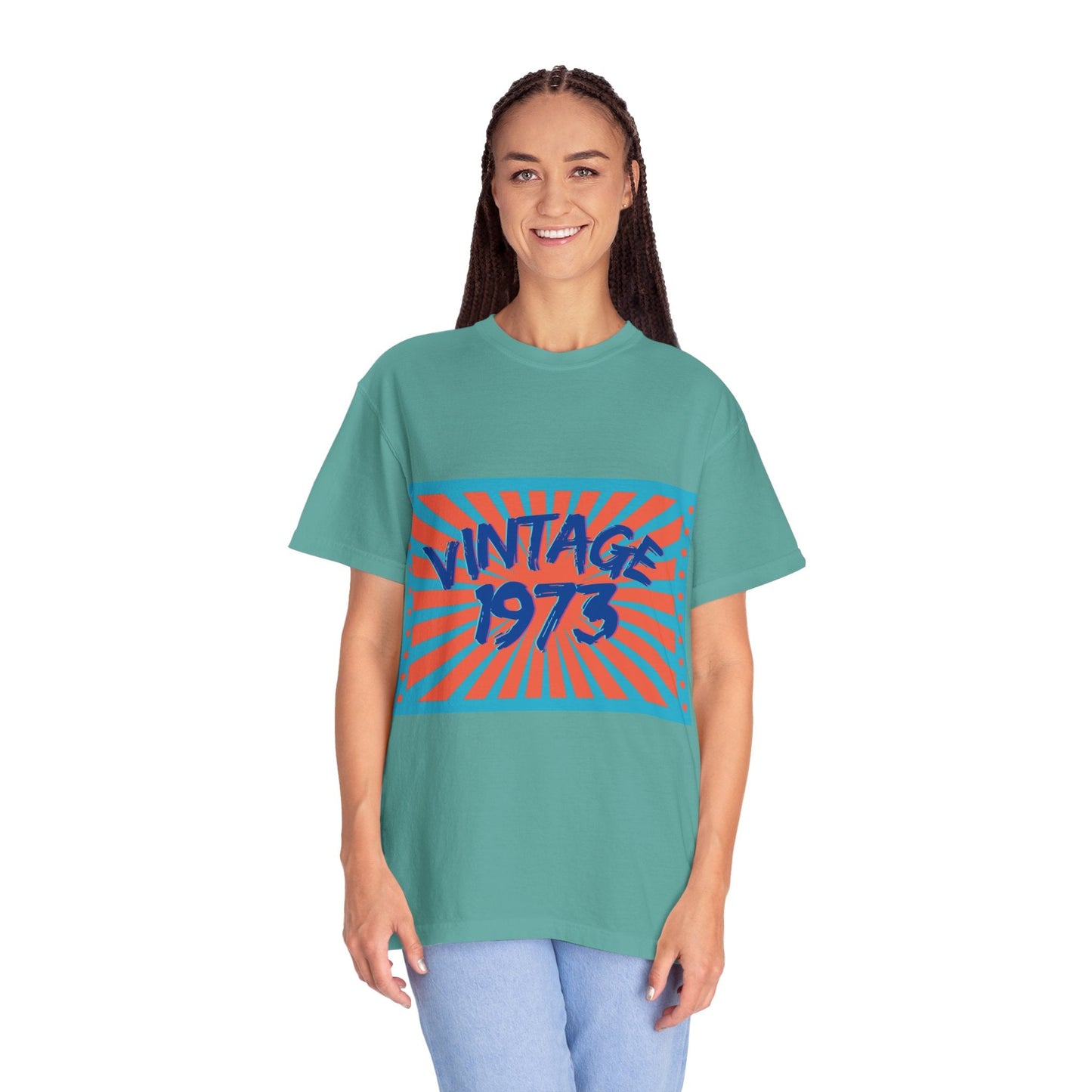 Vintage [your year] Unisex Garment - Dyed T-Shirt – Retro 70s Graphic Tee | Nostalgic Birthday Gift for Him or Her – Chili T-Shirt by Printify