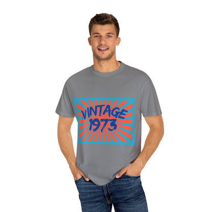 Vintage [your year] Unisex Garment - Dyed T-Shirt – Retro 70s Graphic Tee | Nostalgic Birthday Gift for Him or Her – Chili T-Shirt by Printify
