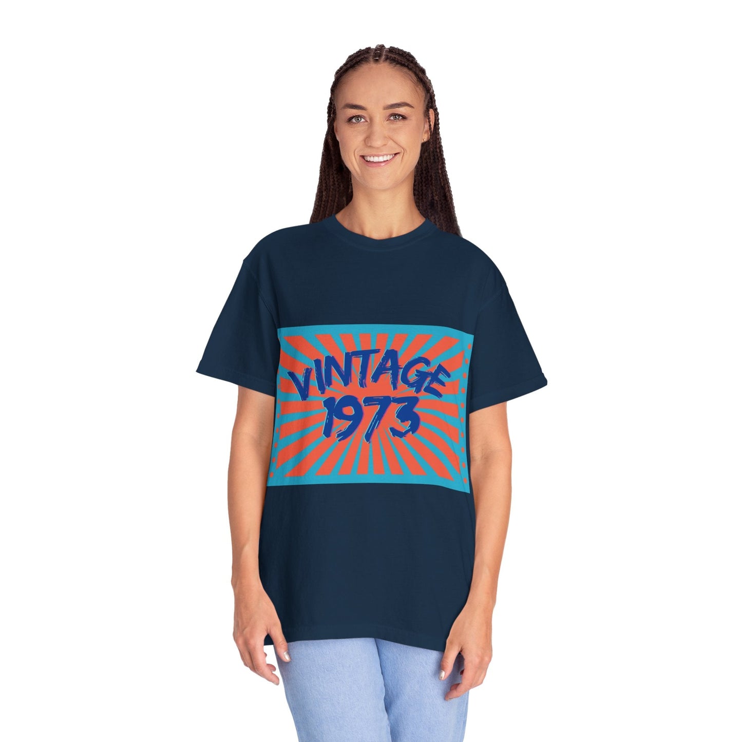 Vintage [your year] Unisex Garment - Dyed T-Shirt – Retro 70s Graphic Tee | Nostalgic Birthday Gift for Him or Her – True Navy T-Shirt for 1970s fashion (41 view)