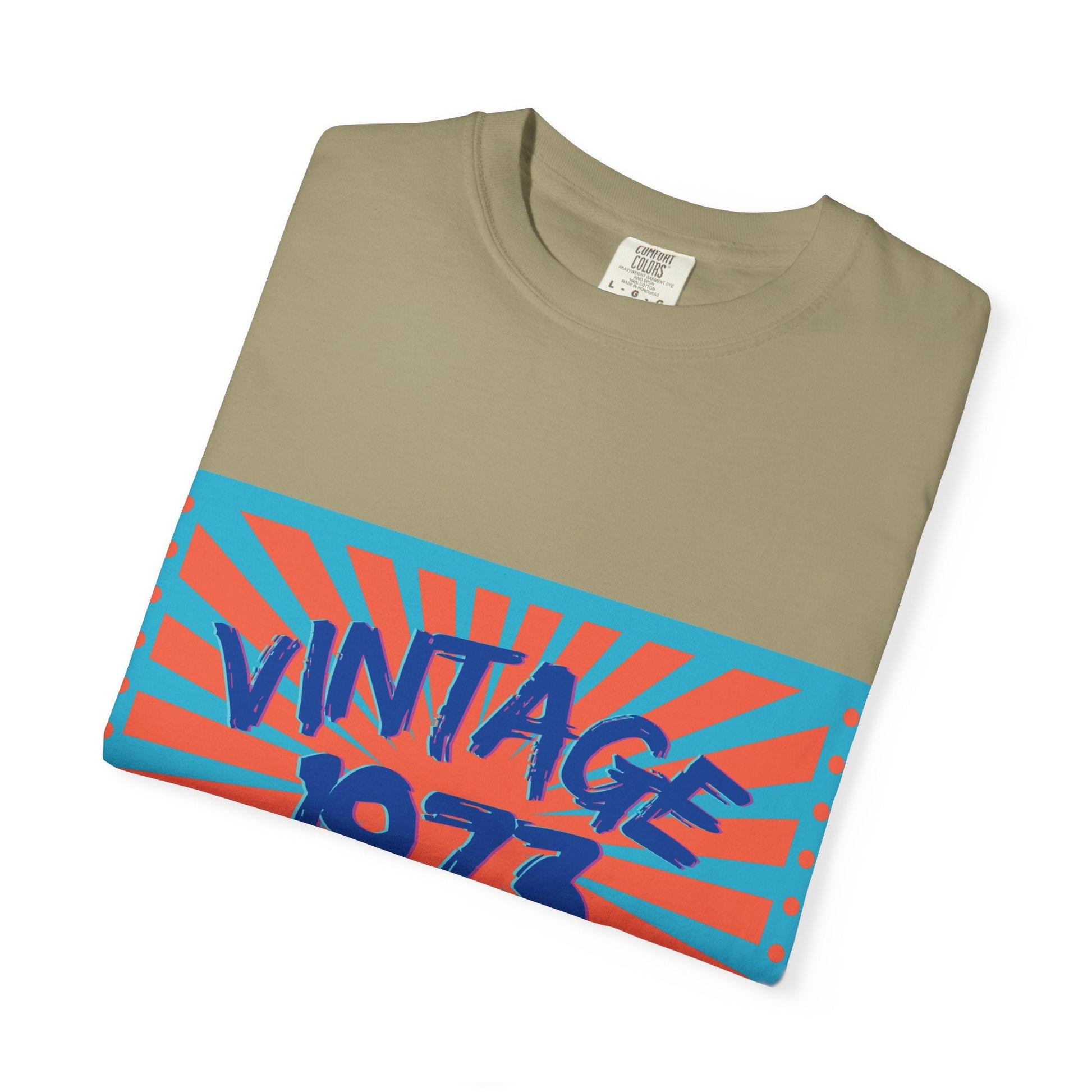 Vintage [your year] Unisex Garment - Dyed T-Shirt – Retro 70s Graphic Tee | Nostalgic Birthday Gift for Him or Her – Khaki T-Shirt for 1970s fashion (14 view)