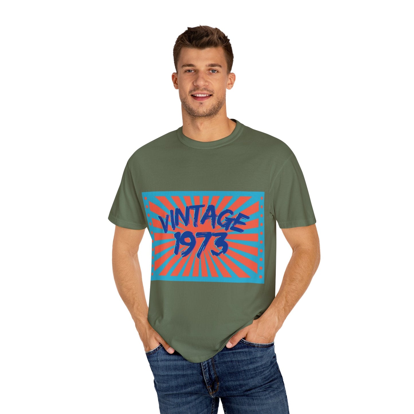 Vintage [your year] Unisex Garment - Dyed T-Shirt – Retro 70s Graphic Tee | Nostalgic Birthday Gift for Him or Her – Sage T-Shirt for 1970s fashion (30 view)