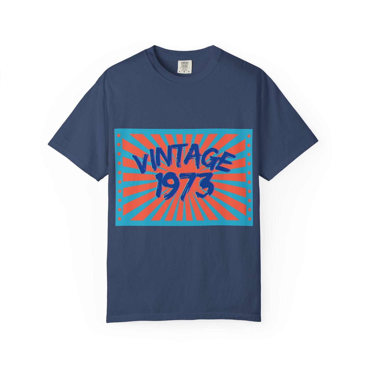Vintage [your year] Unisex Garment - Dyed T-Shirt – Retro 70s Graphic Tee | Nostalgic Birthday Gift for Him or Her – China Blue T-Shirt for 1970s fashion (42 view)