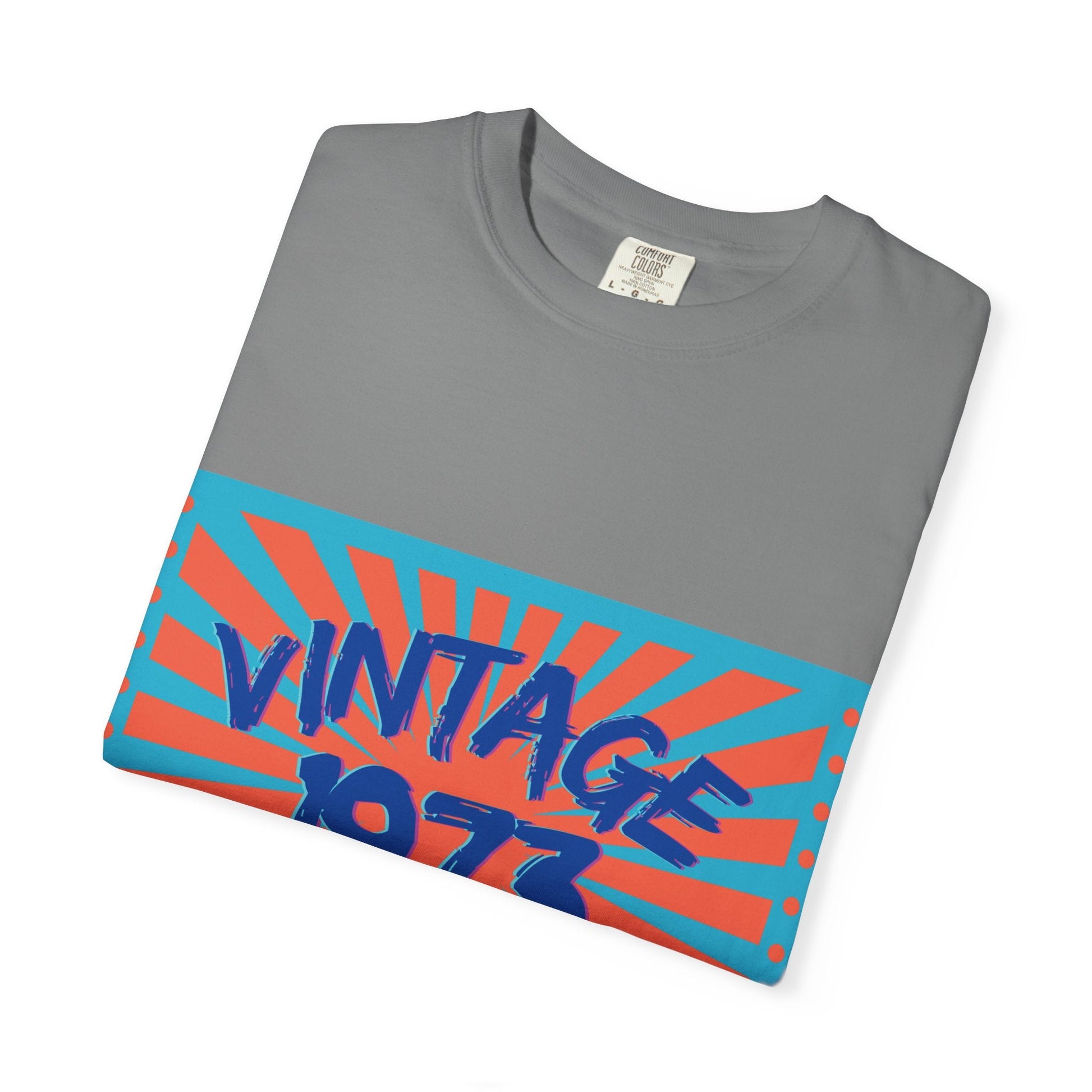 Vintage [your year] Unisex Garment - Dyed T-Shirt – Retro 70s Graphic Tee | Nostalgic Birthday Gift for Him or Her – Grey T-Shirt for 1970s fashion (24 view)