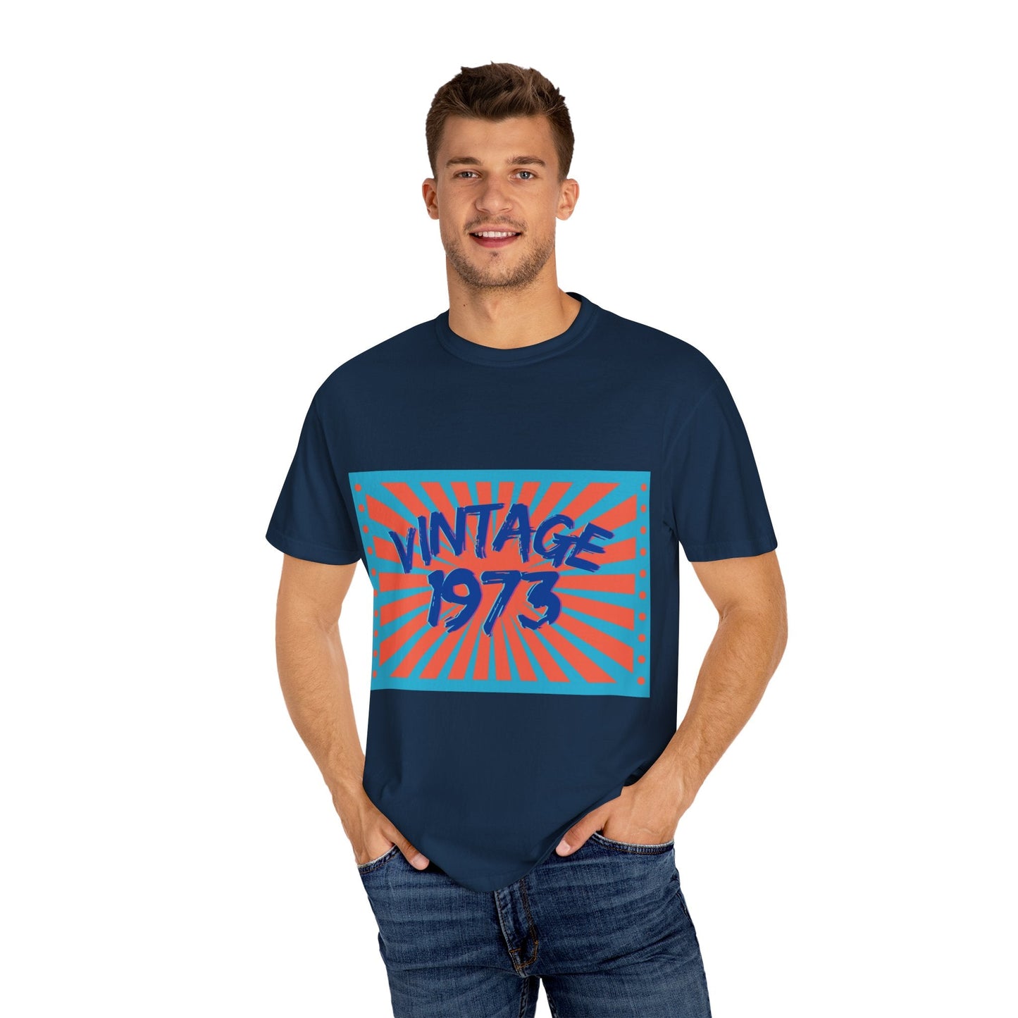 Vintage [your year] Unisex Garment - Dyed T-Shirt – Retro 70s Graphic Tee | Nostalgic Birthday Gift for Him or Her – True Navy T-Shirt for 1970s fashion (40 view)