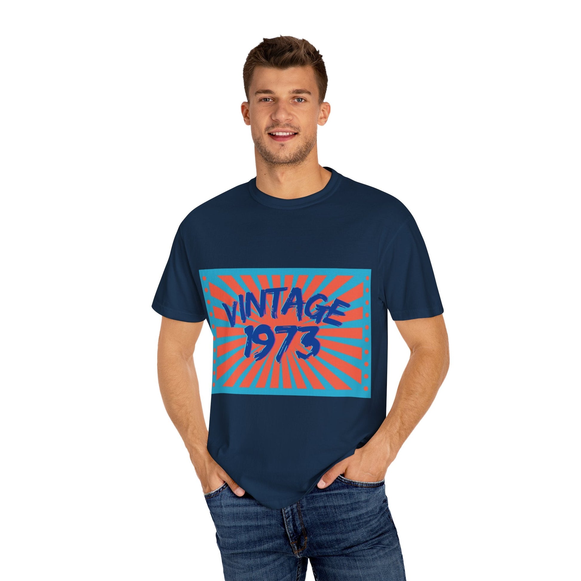 Vintage [your year] Unisex Garment - Dyed T-Shirt – Retro 70s Graphic Tee | Nostalgic Birthday Gift for Him or Her – True Navy T-Shirt for 1970s fashion (40 view)