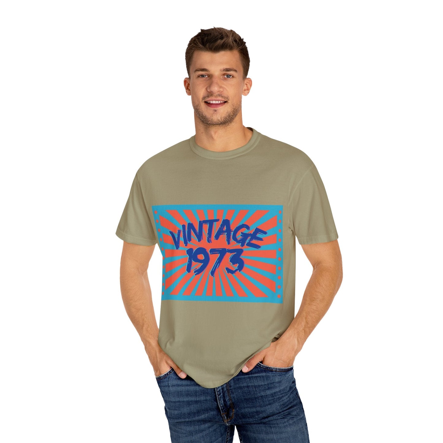 Vintage [your year] Unisex Garment - Dyed T-Shirt – Retro 70s Graphic Tee | Nostalgic Birthday Gift for Him or Her – Khaki T-Shirt for 1970s fashion (15 view)