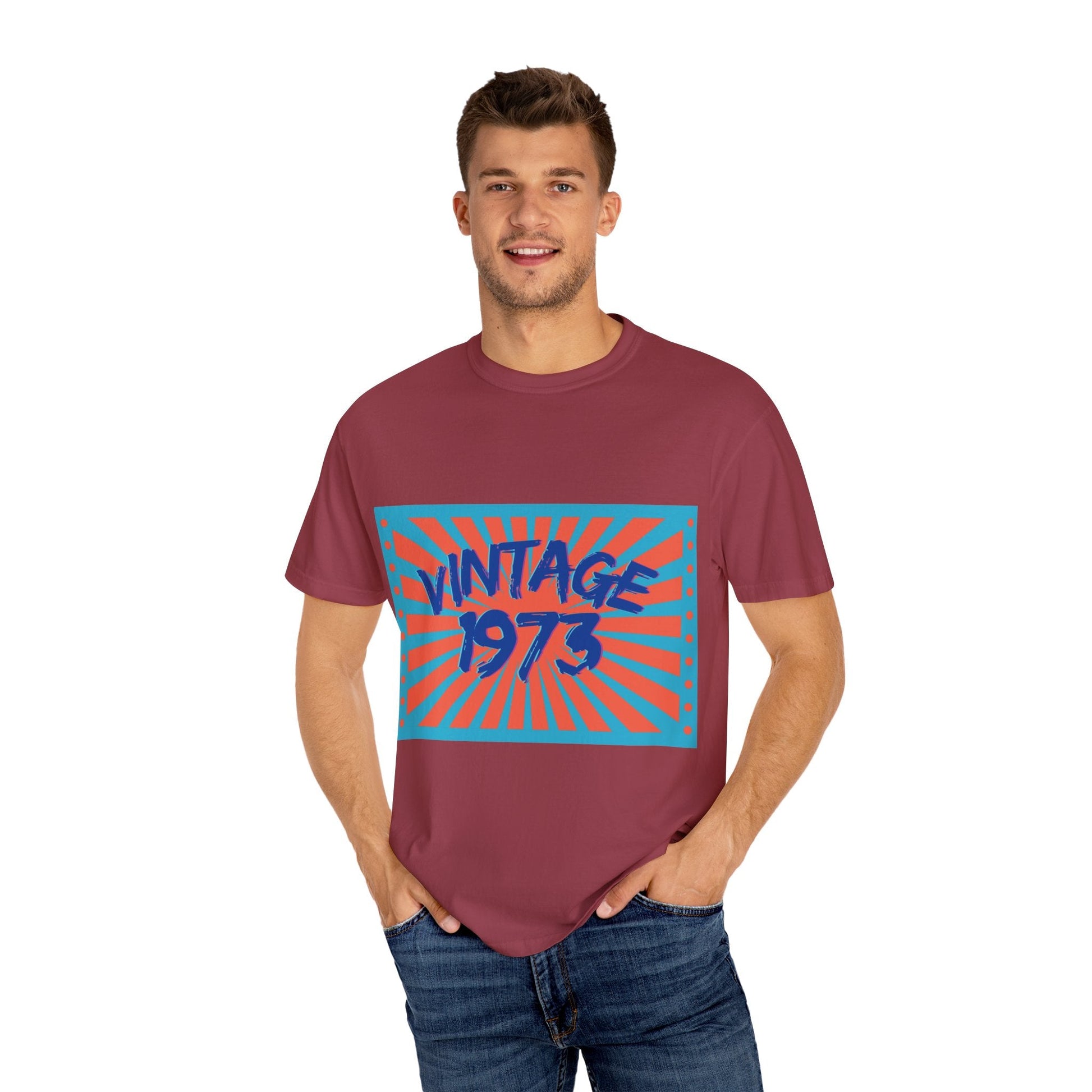 Vintage [your year] Unisex Garment - Dyed T-Shirt – Retro 70s Graphic Tee | Nostalgic Birthday Gift for Him or Her – Chili T-Shirt for 1970s fashion (75 view)