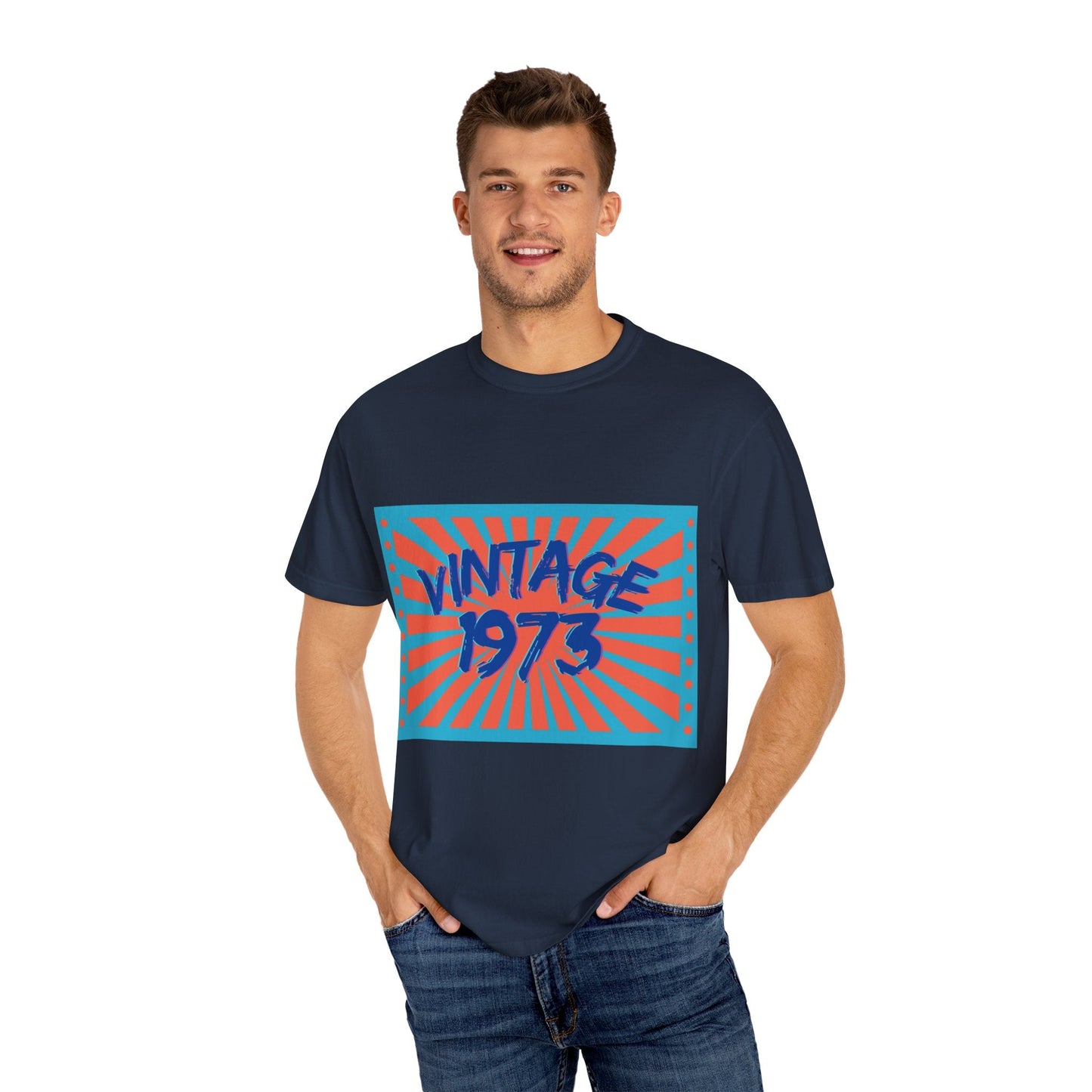 Vintage [your year] Unisex Garment - Dyed T-Shirt – Retro 70s Graphic Tee | Nostalgic Birthday Gift for Him or Her – Navy T-Shirt for 1970s fashion (60 view)