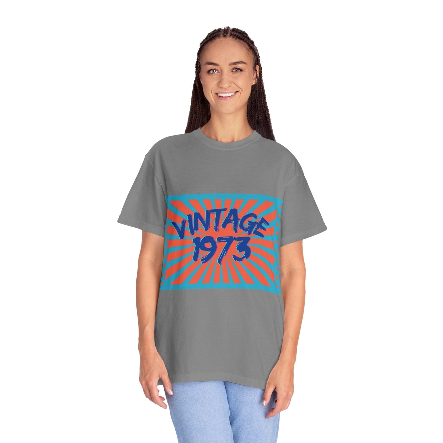 Vintage [your year] Unisex Garment - Dyed T-Shirt – Retro 70s Graphic Tee | Nostalgic Birthday Gift for Him or Her – Grey T-Shirt for 1970s fashion (26 view)