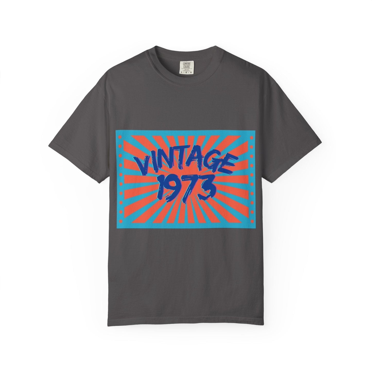 Vintage [your year] Unisex Garment - Dyed T-Shirt – Retro 70s Graphic Tee | Nostalgic Birthday Gift for Him or Her – Graphite T-Shirt by Printify