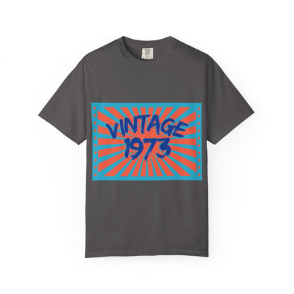 Vintage [your year] Unisex Garment - Dyed T-Shirt – Retro 70s Graphic Tee | Nostalgic Birthday Gift for Him or Her – Graphite T-Shirt by Printify