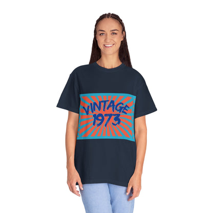 Vintage [your year] Unisex Garment - Dyed T-Shirt – Retro 70s Graphic Tee | Nostalgic Birthday Gift for Him or Her – Chili T-Shirt by Printify