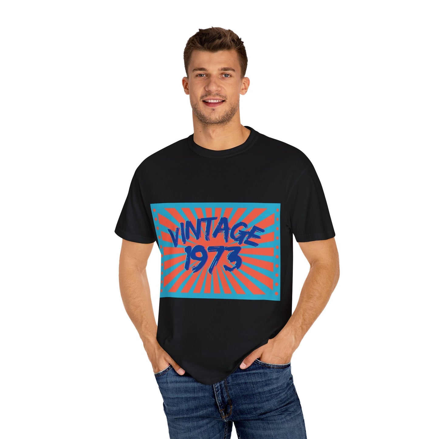 Vintage [your year] Unisex Garment - Dyed T-Shirt – Retro 70s Graphic Tee | Nostalgic Birthday Gift for Him or Her – Black T-Shirt for 1970s fashion (55 view)