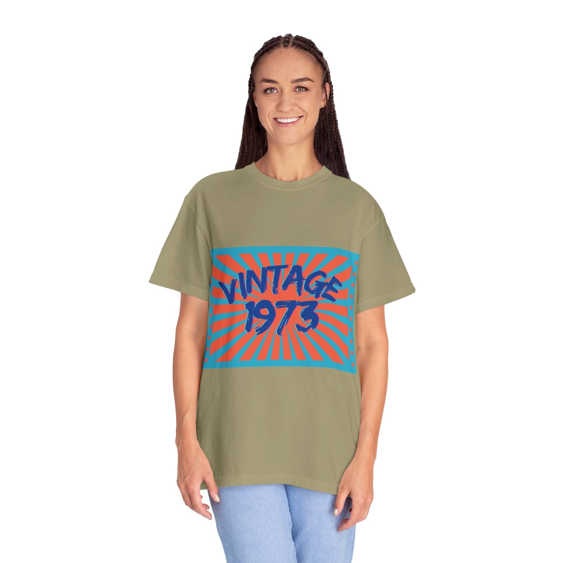 Vintage [your year] Unisex Garment - Dyed T-Shirt – Retro 70s Graphic Tee | Nostalgic Birthday Gift for Him or Her – Khaki T-Shirt for 1970s fashion (16 view)