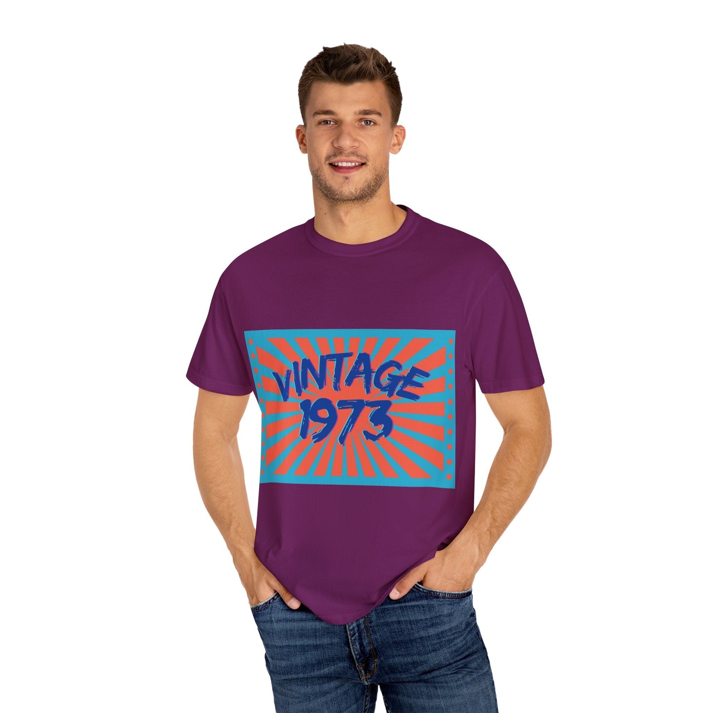 Vintage [your year] Unisex Garment - Dyed T-Shirt – Retro 70s Graphic Tee | Nostalgic Birthday Gift for Him or Her – Boysenberry T-Shirt for 1970s fashion (70 view)
