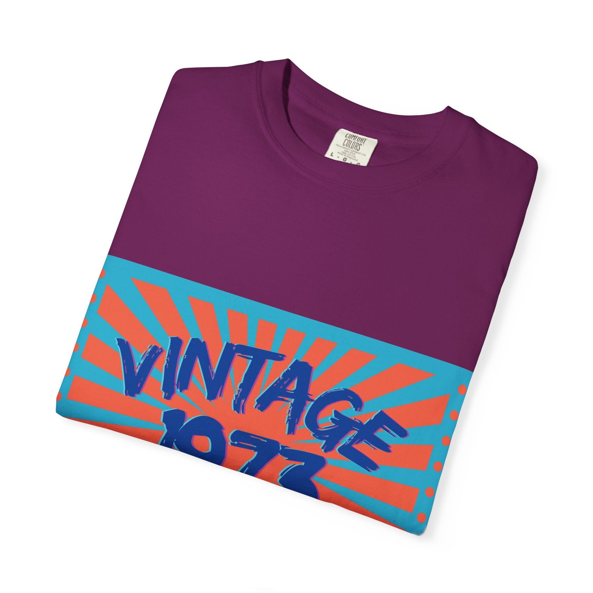 Vintage [your year] Unisex Garment - Dyed T-Shirt – Retro 70s Graphic Tee | Nostalgic Birthday Gift for Him or Her – Boysenberry T-Shirt for 1970s fashion (69 view)