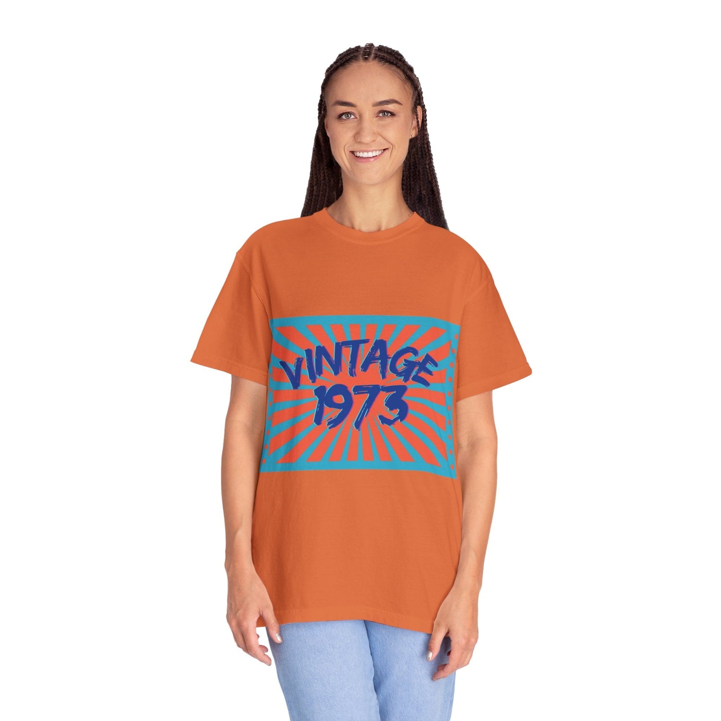 Vintage [your year] Unisex Garment - Dyed T-Shirt – Retro 70s Graphic Tee | Nostalgic Birthday Gift for Him or Her – Burnt Orange T-Shirt for 1970s fashion (11 view)