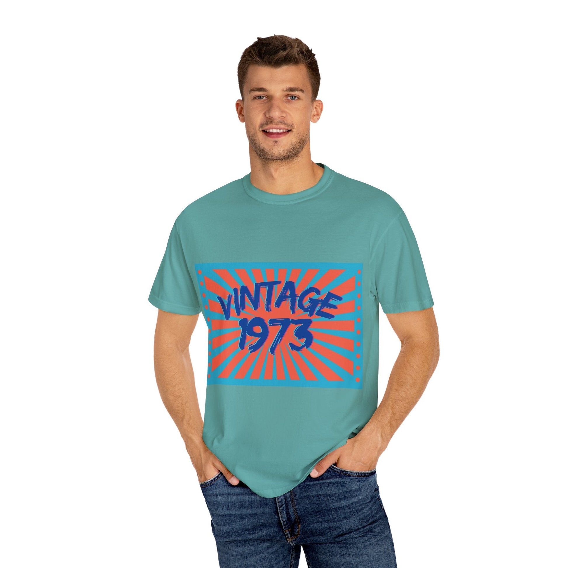 Vintage [your year] Unisex Garment - Dyed T-Shirt – Retro 70s Graphic Tee | Nostalgic Birthday Gift for Him or Her – Seafoam T-Shirt for 1970s fashion (35 view)