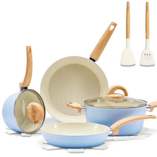 Ceramic Cookware Set | Kitchen Essentials – 12pcs Blue cookware for ceramic (1 view)