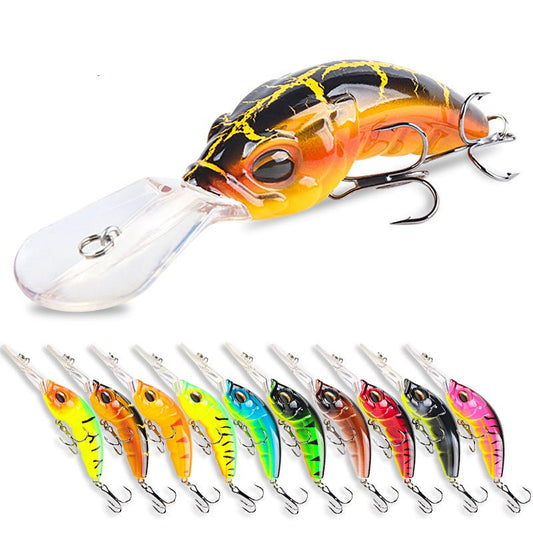 Wide Tongue Deep Diving Crankbait – 10.4cm ABS Fishing Lure with Bead Rattle & Treble Hooks | Freshwater & Saltwater – Green backed yellow Fishing Gear for ABS Fishing Lure (1 view)