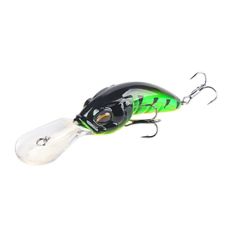 Wide Tongue Deep Diving Crankbait – 10.4cm ABS Fishing Lure with Bead Rattle & Treble Hooks | Freshwater & Saltwater – Black headed green Fishing Gear for ABS Fishing Lure (7 view)