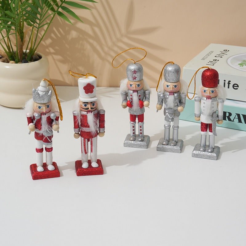 Wooden Nutcracker Pendant 13cm – Christmas Soldier Ornament | Holiday Tree Decoration – 13CM Nutcracker Color Silver Christmas Ornament for Cartoon Style (4 view)