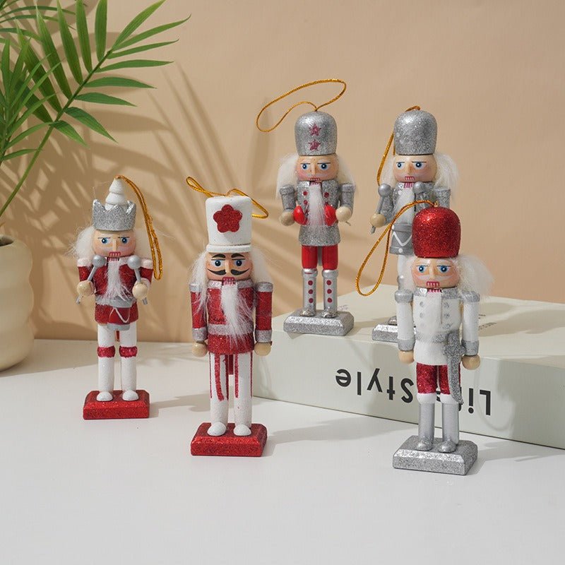 Wooden Nutcracker Pendant 13cm – Christmas Soldier Ornament | Holiday Tree Decoration – 13CM Nutcracker Color Silver Christmas Ornament for Cartoon Style (3 view)