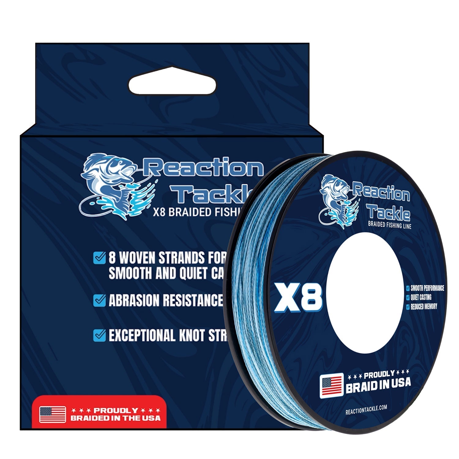 Reaction Tackle BRAIDED IN THE USA Fishing Line- X8 Reaction Tackle