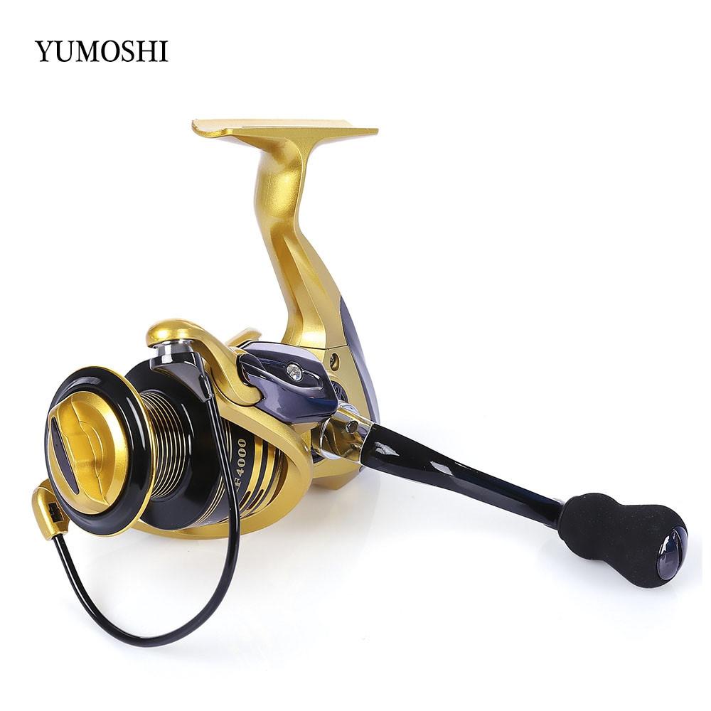 YUMOSHI 13+1BB Full Metal Spinning Fishing Reel 4.7:1/5.5:1 Gear Ratio Pesca Aluminum Spool Tackle With Foldable Handle – gold 3000 series Fishing Gear for 13+1BB Reel (6 view)