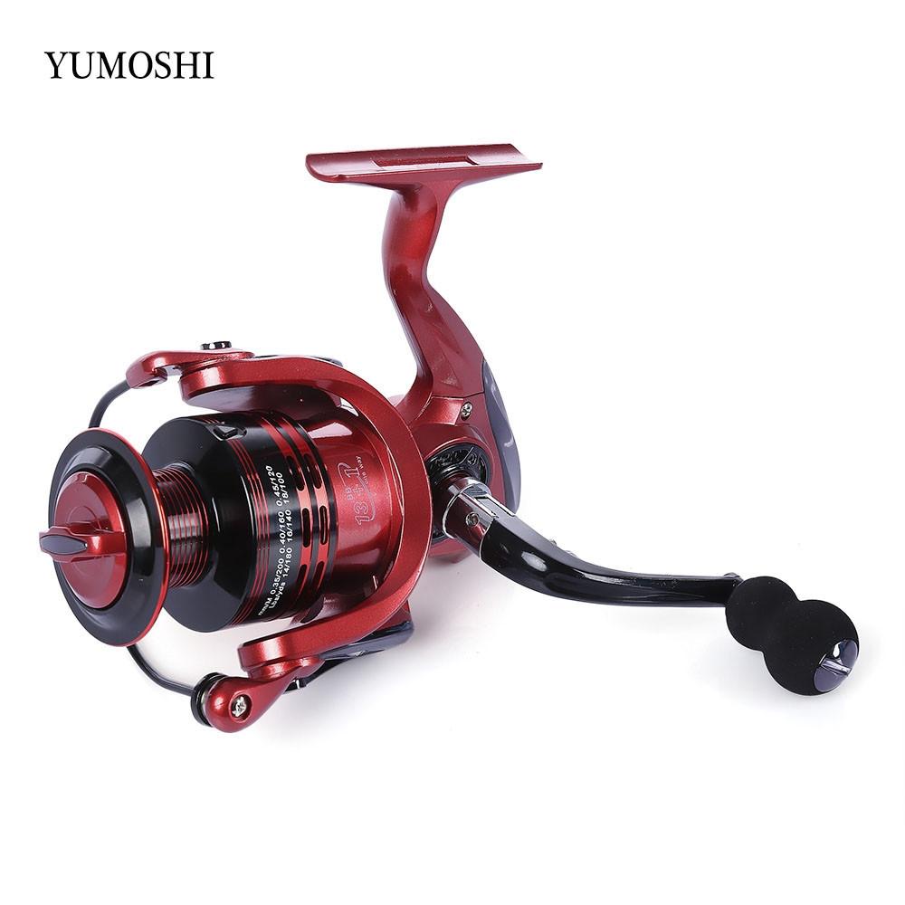 YUMOSHI 13+1BB Full Metal Spinning Fishing Reel 4.7:1/5.5:1 Gear Ratio Pesca Aluminum Spool Tackle With Foldable Handle – gold 3000 series Fishing Gear for 13+1BB Reel (5 view)