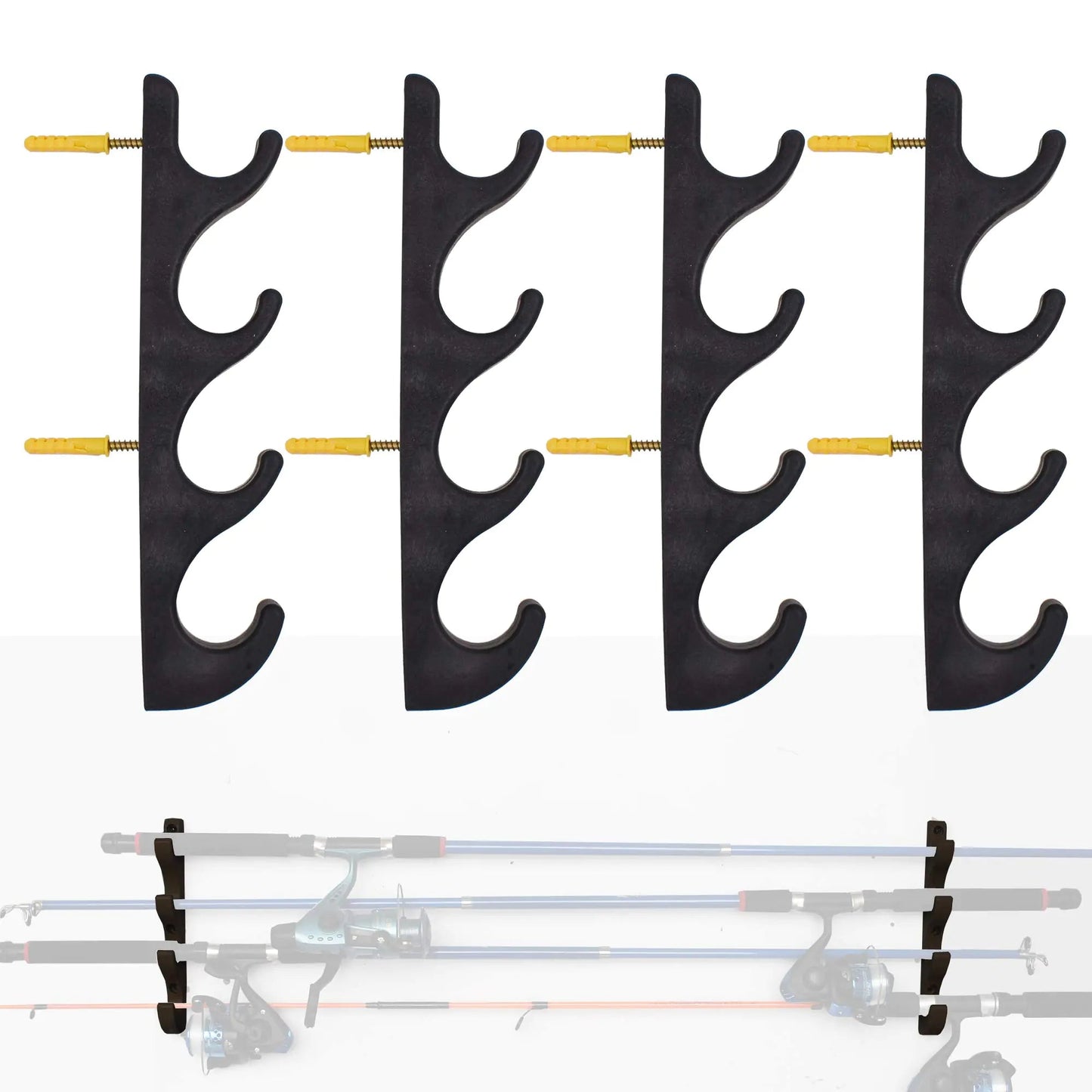 YYST Horizontal Wall Mounted Fishing Rod Rack – Holds 8 Rods – n/a Fishing Gear for fishing (1 view)