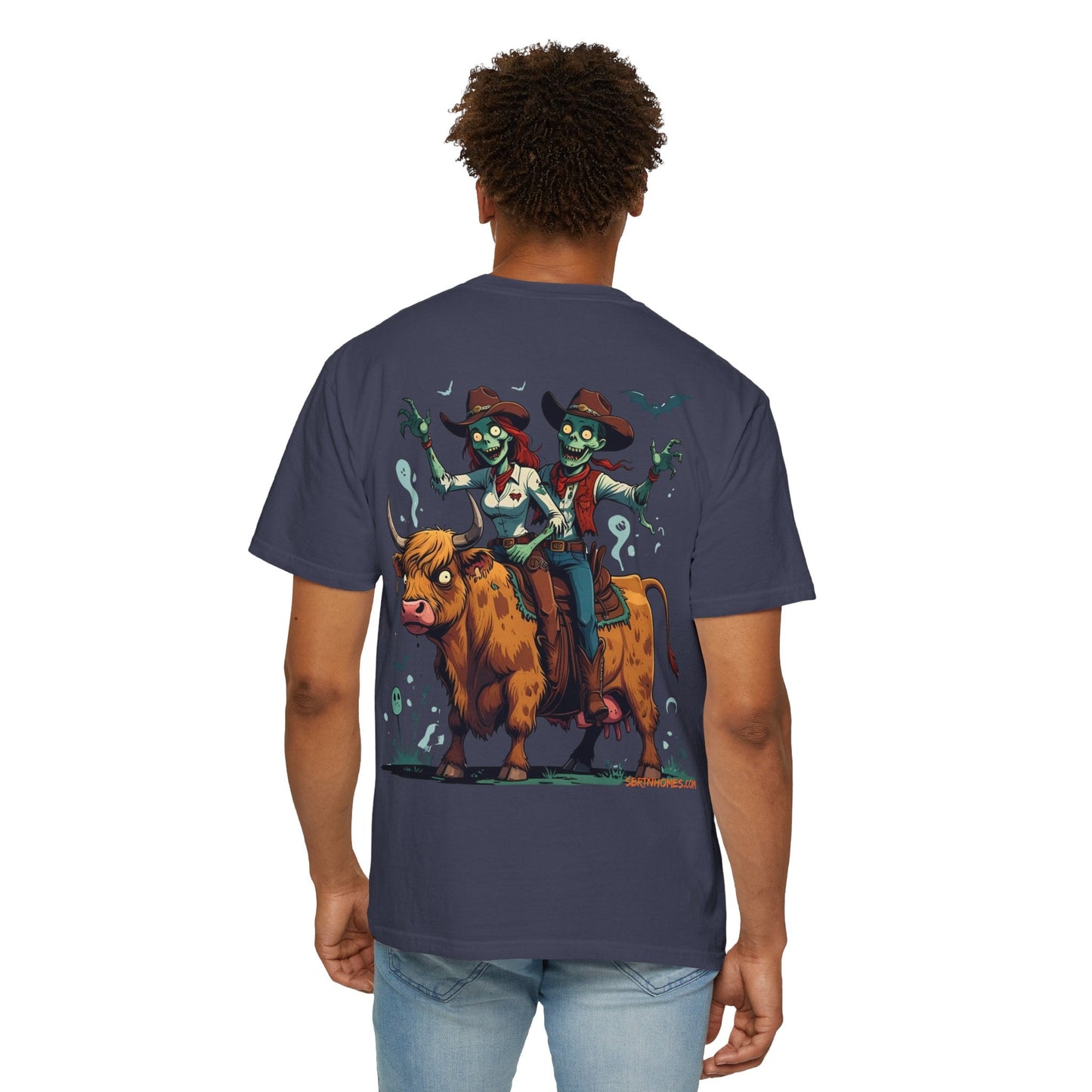 Zombie Couple Rodeo Tee – Cartoon Undead Cowboys on the Loose | Funny Halloween Shirt – White T-Shirt by Printify