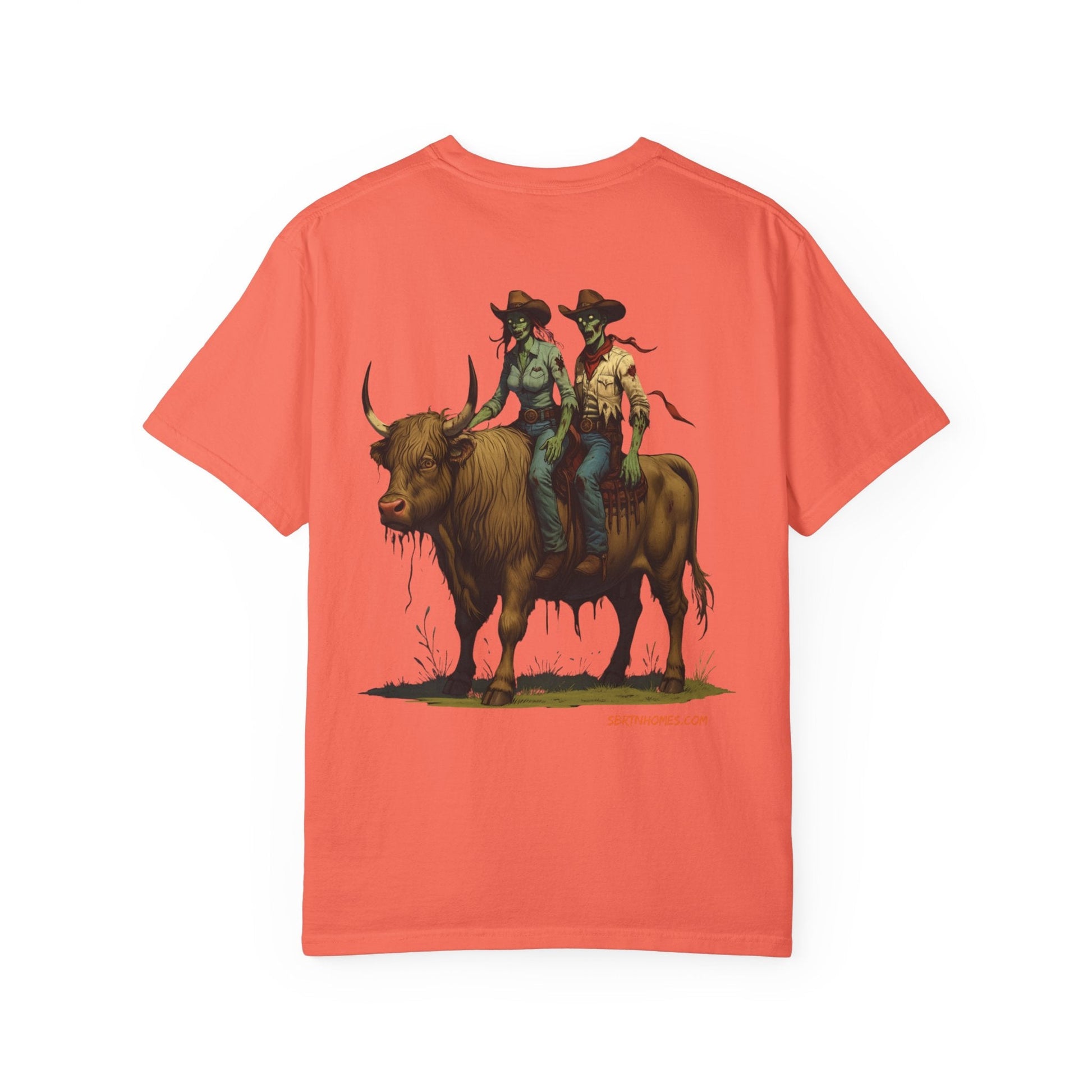 Zombie Cowboy Couple Tee – Undead Romance in the Wild West | Halloween Shirts – Black T-Shirt for Casual Outfit Idea (1 view)