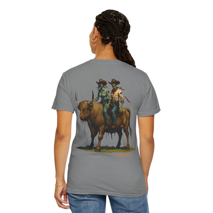 Zombie Cowboy Couple Tee – Undead Romance in the Wild West | Halloween Shirts – Black T-Shirt by Printify