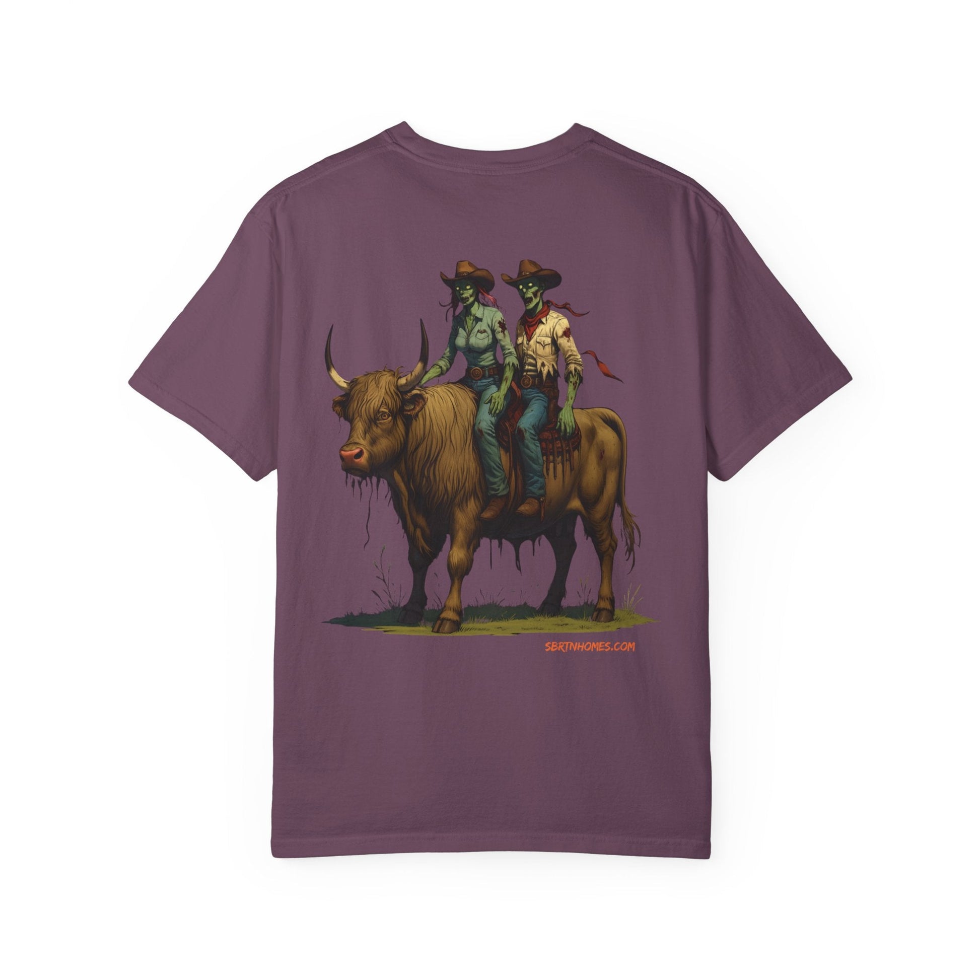 Zombie Cowboy Couple Tee – Undead Romance in the Wild West | Halloween Shirts – Black T-Shirt for Casual Outfit Idea (38 view)