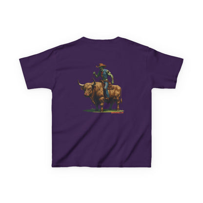Zombie Cowboy Kids Tee – Undead Rider of the Apocalypse | Halloween Western Shirt – Purple Kids clothes for Animal Graphic Tee (1 view)
