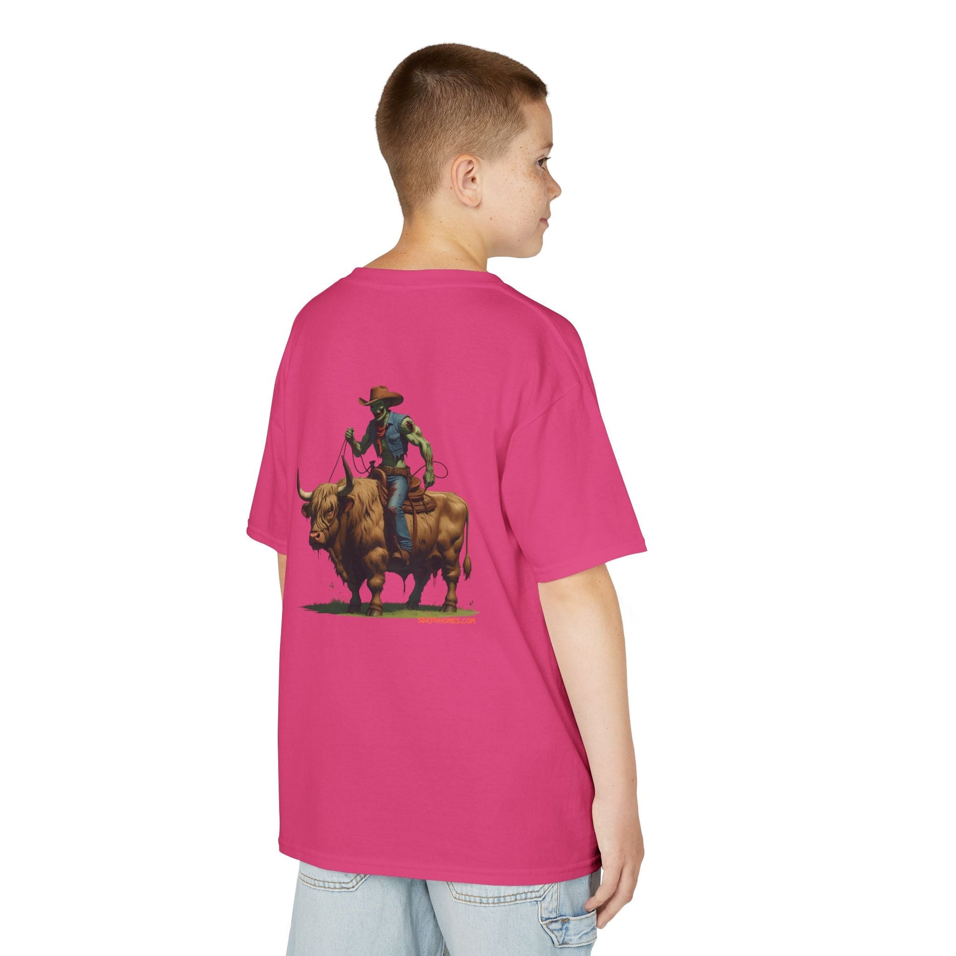 Zombie Cowboy Kids Tee – Undead Rider of the Apocalypse | Halloween Western Shirt – Heliconia Kids clothes for Animal Graphic Tee (32 view)