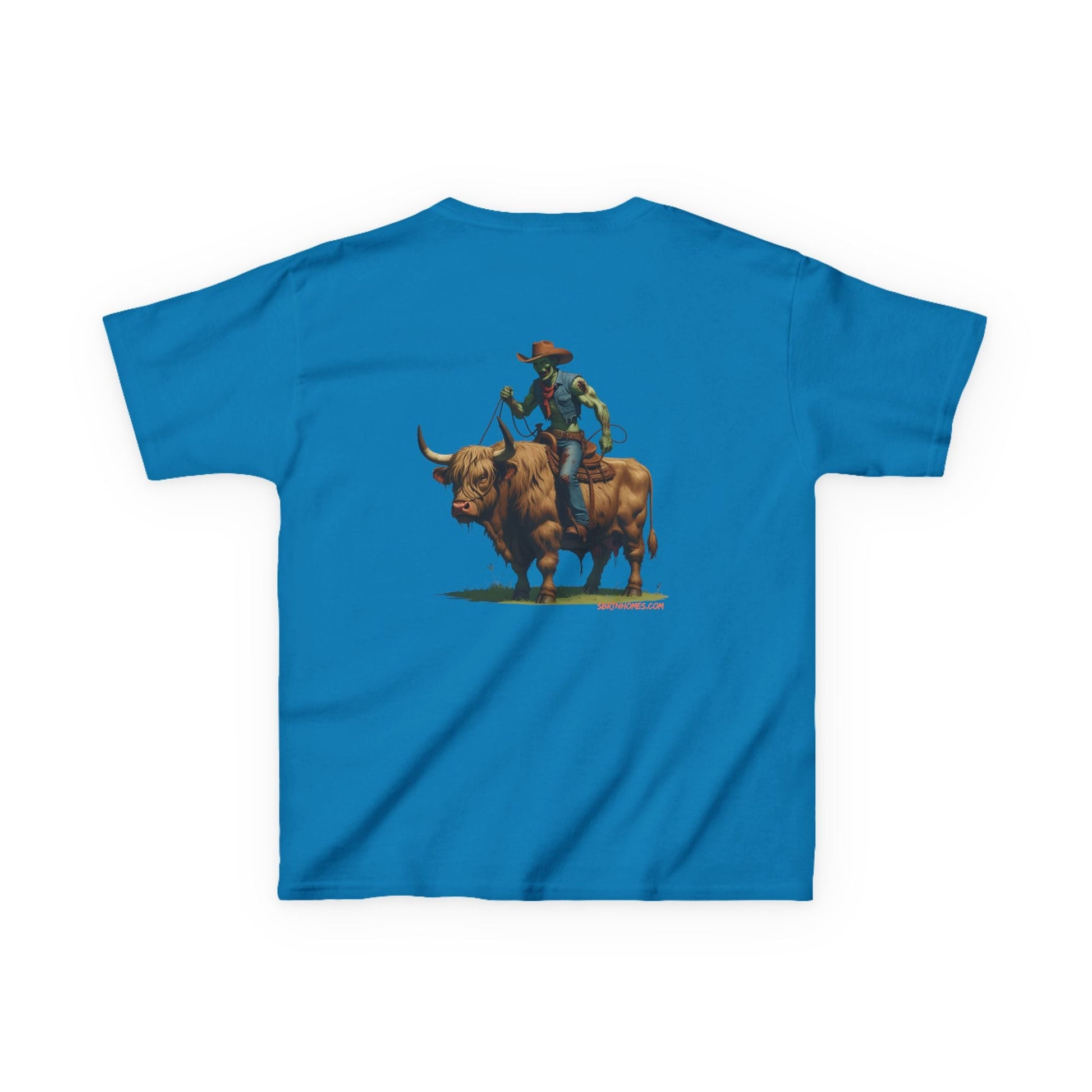 Zombie Cowboy Kids Tee – Undead Rider of the Apocalypse | Halloween Western Shirt – Purple Kids clothes for Animal Graphic Tee (5 view)