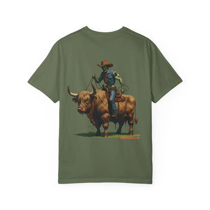 Zombie Cowboy Tee – Undead Rider of the Apocalypse | Halloween Western Shirt – Black T-Shirt by Printify