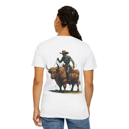 Zombie Cowboy Tee – Undead Rider of the Apocalypse | Halloween Western Shirt – Black T-Shirt for Casual Outfit Idea (3 view)
