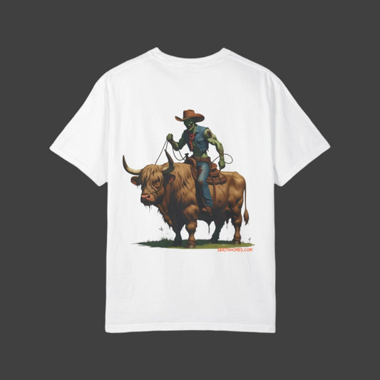 Zombie Cowboy Tee – Undead Rider of the Apocalypse | Halloween Western Shirt – Black T-Shirt for Casual Outfit Idea (2 view)
