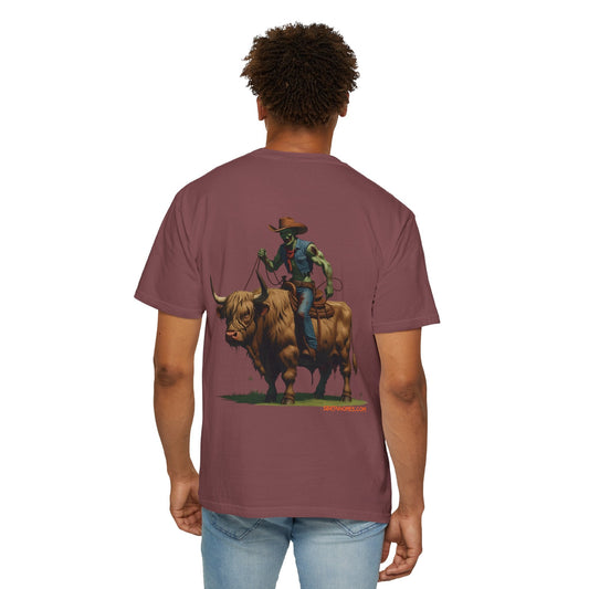 Zombie Cowboy Tee – Undead Rider of the Apocalypse | Halloween Western Shirt – Black T-Shirt for Casual Outfit Idea (1 view)
